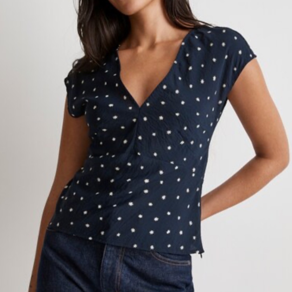 MADEWELL V-neck Cap Sleeve Top with Floral Print